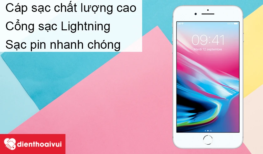 Cổng sạc Lightning gi&uacute;p iPhone 8 sạc pin nhanh ch&oacute;ng hơn
