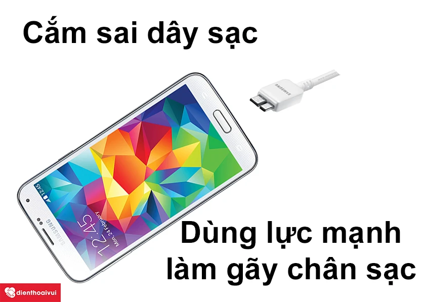 Cắm sai đầu kết nối vào cổng sạc