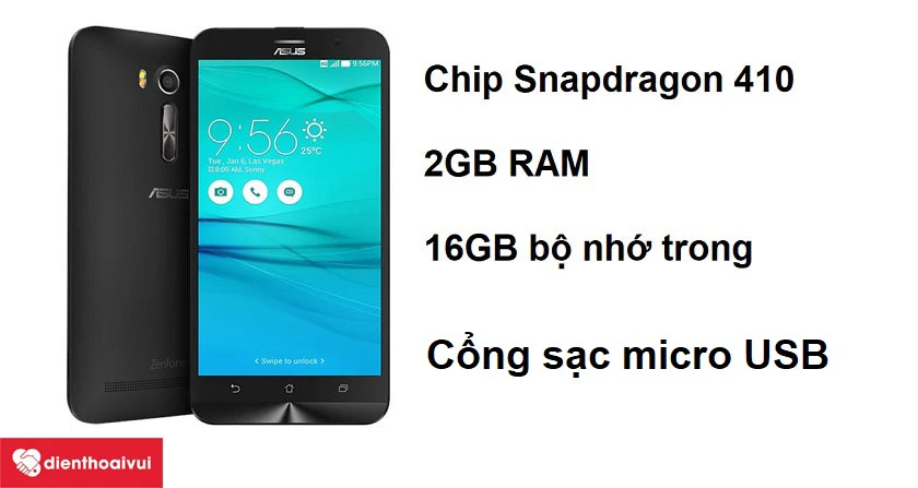 Asus Zenfone Go 5.5 sử dụng cổng sạc micro USB phổ biến