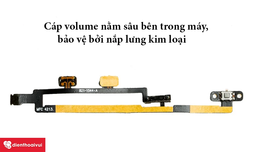 iPad Air 1 &ndash; C&aacute;p volume nằm s&acirc;u b&ecirc;n trong m&aacute;y, gạt rung đặc trưng nằm b&ecirc;n tr&ecirc;n ph&iacute;m &acirc;m lượng