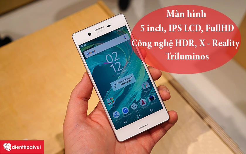 màn hình 5 inch, IPS LCD, FullHD, HDR, X - Reality và Triluminos