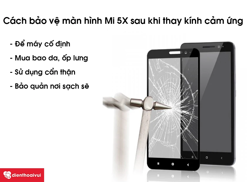C&aacute;ch bảo vệ m&agrave;n h&igrave;nh Mi 5X sau khi thay k&iacute;nh cảm ứng