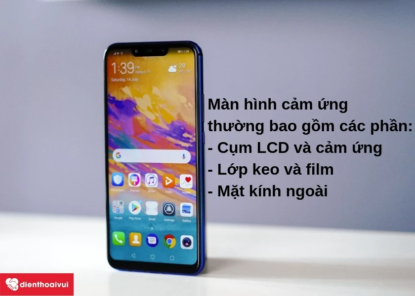 màn hình LTPS trên Huawei Nova 3i gồm ba phần