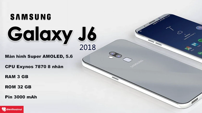 Samsung Galaxy J6 2018 được trang bị màn hình cỡ lớn 5.6 inch, độ phân giải HD+
