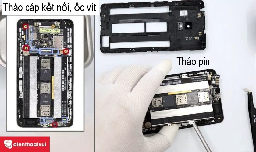 Th&aacute;o vị tr&iacute; của c&aacute;c con ốc cũng như những c&aacute;p kết nối