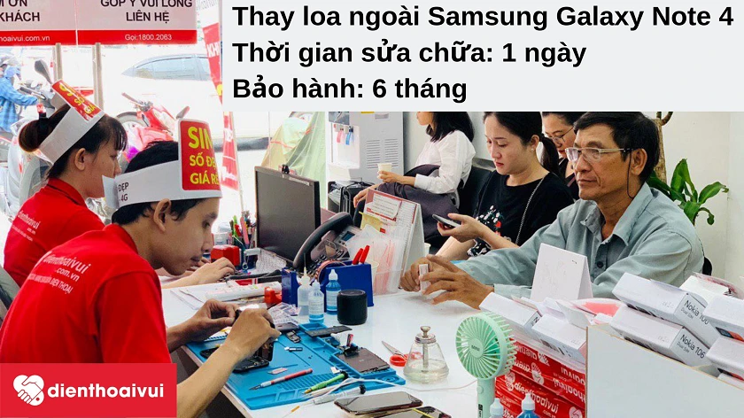 Dịch vụ thay loa ngo&agrave;i Samsung Galaxy Note 4 chất lượng tốt, gi&aacute; rẻ tại Điện Thoại Vui