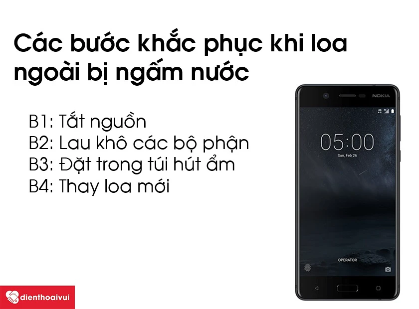Các bước khắc phục khi loa ngoài bị ngấm nước trên Nokia 5