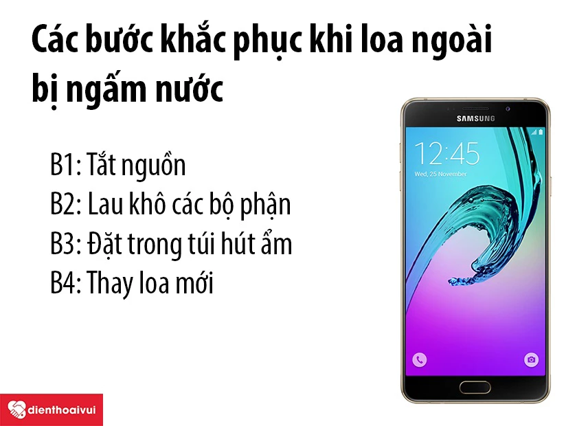C&aacute;c bước khắc phục khi loa ngo&agrave;i bị ngấm nước tr&ecirc;n Samsung Galaxy A7 2016