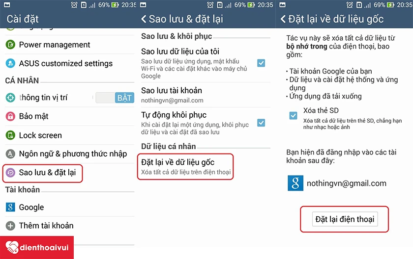 Kh&ocirc;i phục lại c&agrave;i đặt
