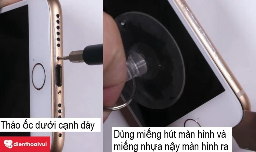 tháo hai con ốc ở cạnh dưới của máy