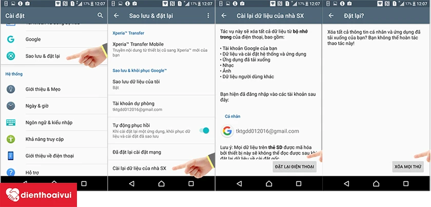 Kh&ocirc;i phục c&agrave;i đặt gốc