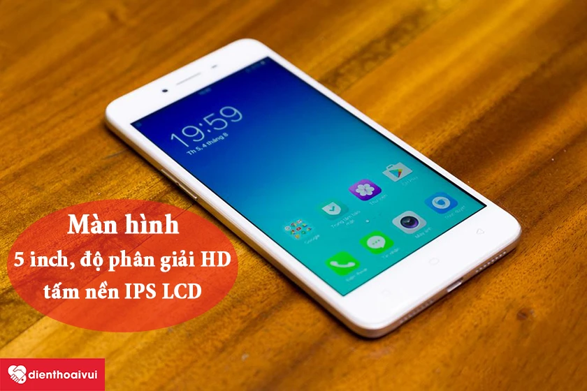 M&agrave;n h&igrave;nh chất lượng kh&aacute; ổn tr&ecirc;n k&iacute;ch thước 5 inch, độ ph&acirc;n giải HD, tấm nền IPS
