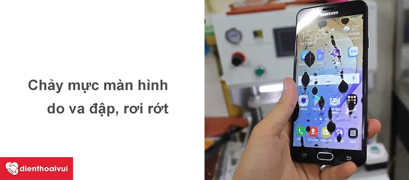 Nguy&ecirc;n nh&acirc;n g&acirc;y chảy mực m&agrave;n h&igrave;nh tr&ecirc;n Samsung Galaxy J7 Pro.