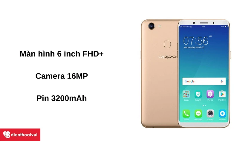 Đi&ecirc;̣n thoại OPPO F5 - Màn hình LCD 6.0 inch FHD+, camera 16 MP, pin 3200mAh