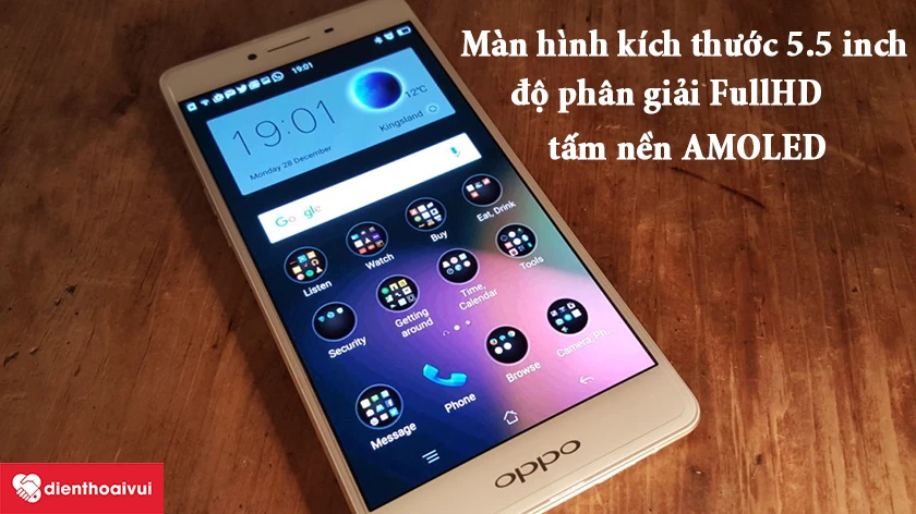 OPPO R7s &ndash; m&agrave;n h&igrave;nh k&iacute;ch thước 5.5 inches, độ ph&acirc;n giải FullHD, tấm nền AMOLED