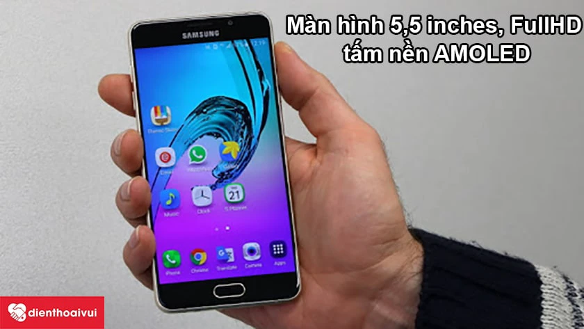 Samsung Galaxy A7 2016 &ndash; M&agrave;n h&igrave;nh 5,5 inches, FullHD, tấm nền AMOLED