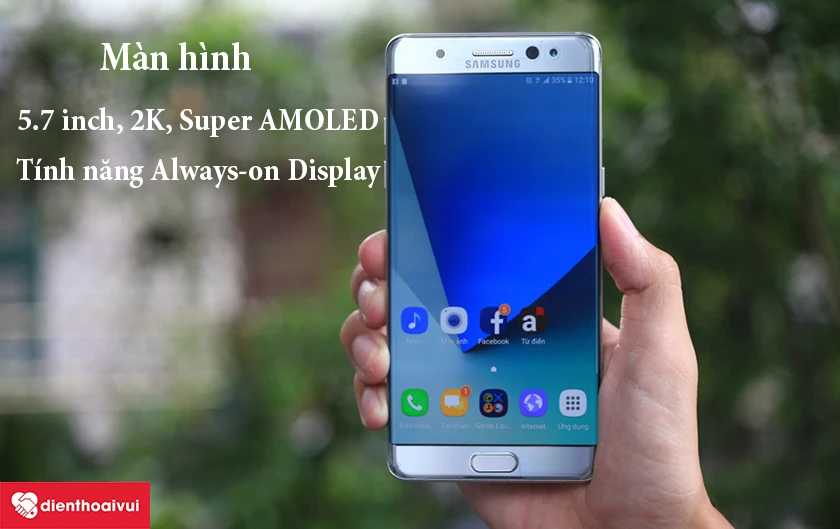 m&agrave;n h&igrave;nh 5.7 inch, Super AMOLED, độ ph&acirc;n giải 2K, t&iacute;nh năng Always-on Display