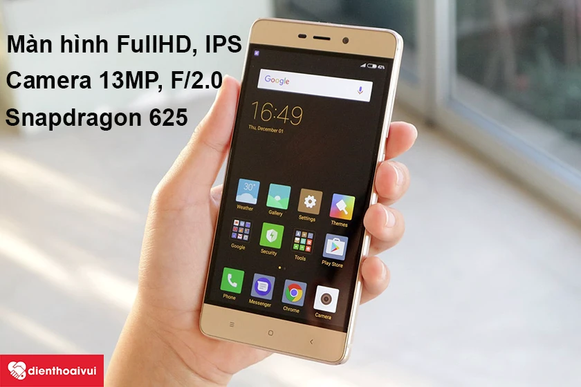 Xiaomi Redmi 4 Prime được trang bị m&agrave;n h&igrave;nh k&iacute;ch thước 5 inch