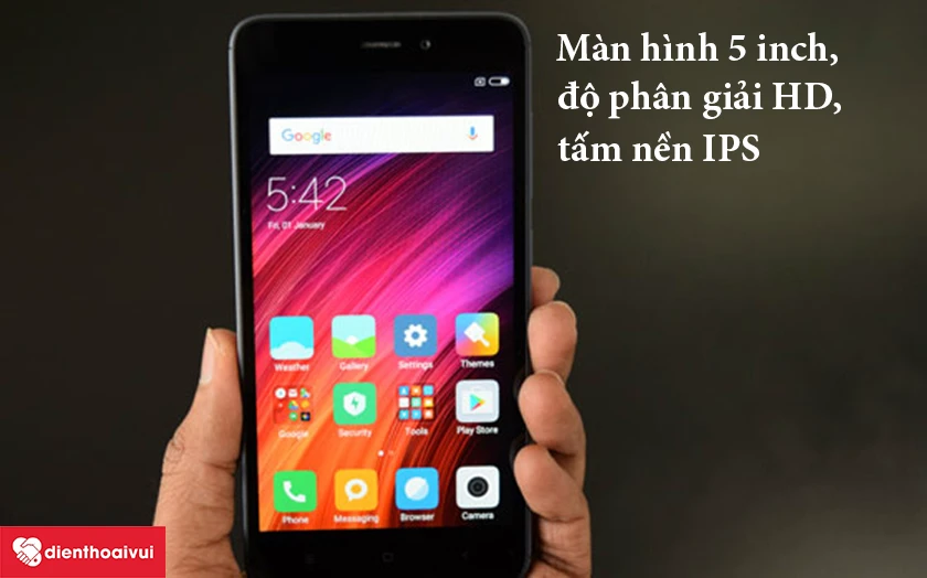 Xiaomi Redmi 5A &ndash; M&agrave;n h&igrave;nh 5 inch, độ ph&acirc;n giải HD, tấm nền IPS