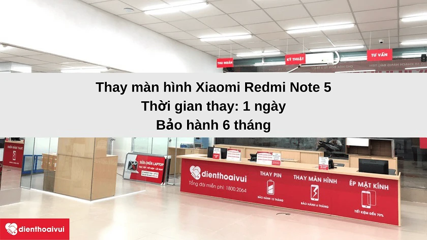 Dịch vụ thay m&agrave;n h&igrave;nh Xiaomi Redmi Note 5 uy t&iacute;n, chuy&ecirc;n nghiệp tại Điện Thoại Vui