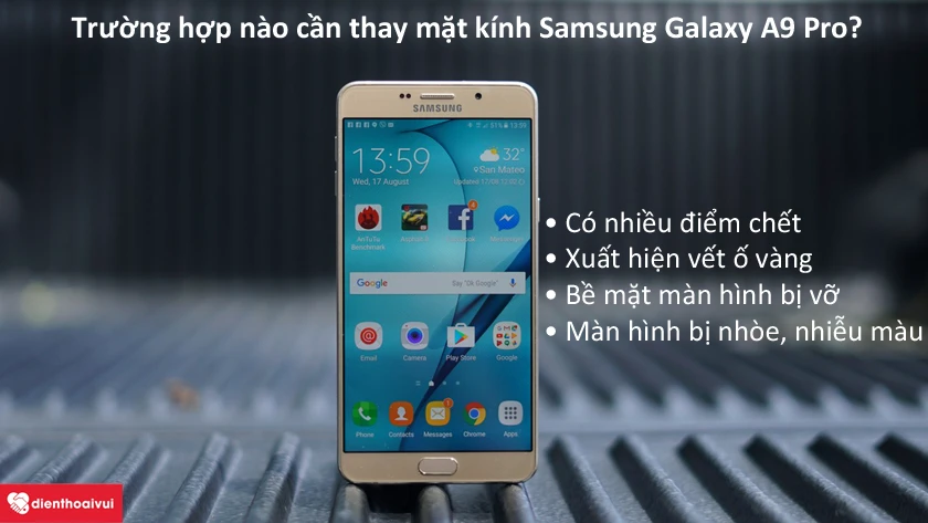 Thay mặt k&iacute;nh điện thoại Samsung Galaxy A9 Pro