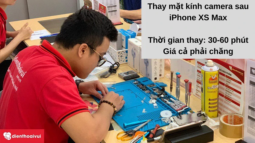 Dịch vụ thay mặt k&iacute;nh camera sau iPhone XS Max chuy&ecirc;n nghiệp, lấy nhanh tại Điện Thoại Vui