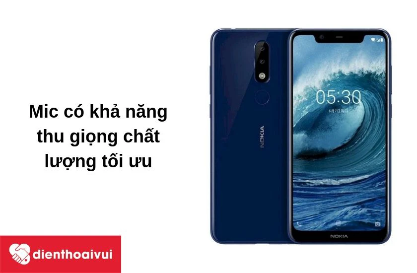 Nokia 5.1 Plus với thiết kế mic có khả năng thu giọng nói rõ ràng cho chất lượng tối ưu
