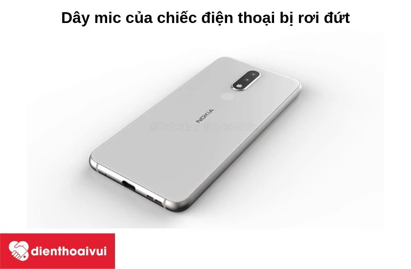 Dây mic của chiếc điện thoại Nokia 5.1 Plus bị rơi, đứt, hư hỏng