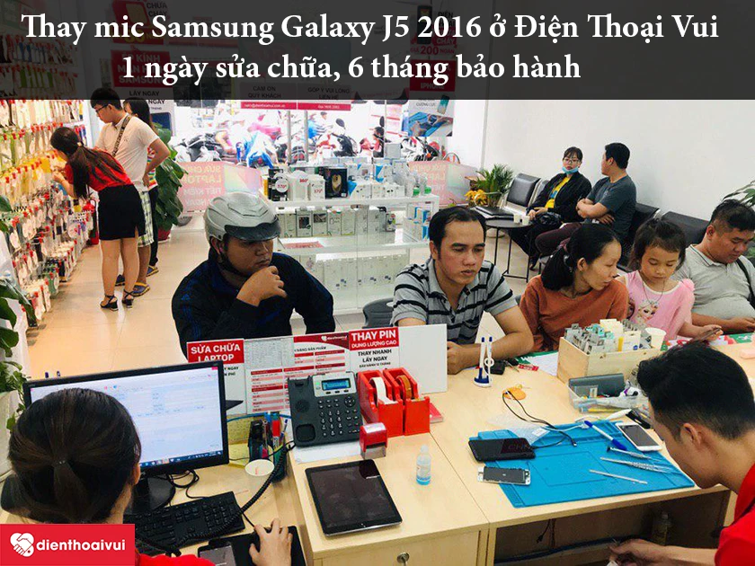 Thay mic Samsung Galaxy J5 2016 chất lượng cùng thời gian bảo hành dài hạn