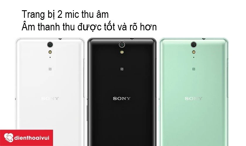 Sony Xperia C5 Ultra - hệ thống hai mic thu âm cho chất lượng âm thanh đầu vào tốt hơn