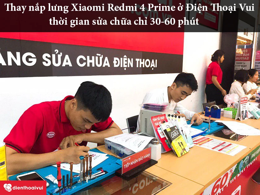 Dịch vụ thay nắp lưng Xiaomi Redmi 4 Prime tại Điện Thoại Vui uy t&iacute;n, lấy ngay