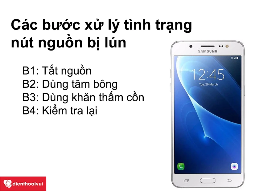 Các bước xử lý tình trạng nút nguồn bị lún trên Samsung Galaxy J5 2016