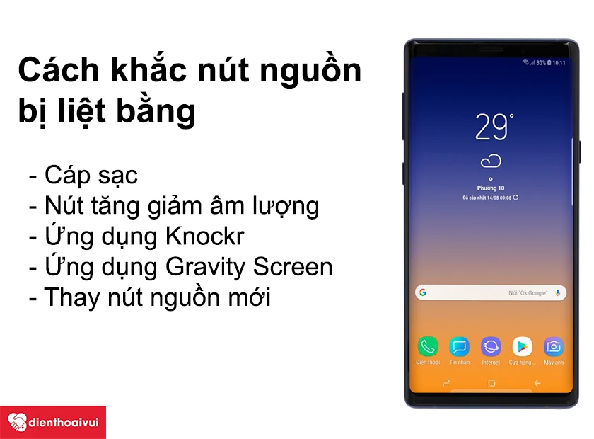 C&aacute;ch khắc n&uacute;t nguồn bị liệt tr&ecirc;n Samsung Galaxy Note 9