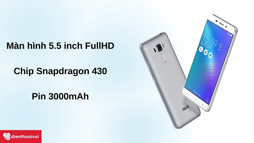 Đi&ecirc;̣n thoại Asus Zenfone 3 Laser - màn hình 5.5 inch FullHD, chip Snapdragon 430, camera sau 13MP và pin 3000mAh