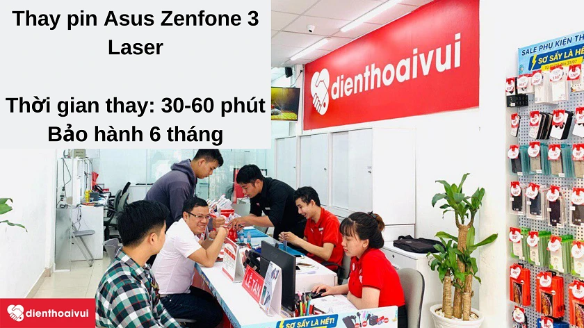 Dịch vụ thay pin Asus Zenfone 3 Laser ch&acirc;́t lượng cao, giá hợp lý tại Đi&ecirc;̣n Thoại Vui
