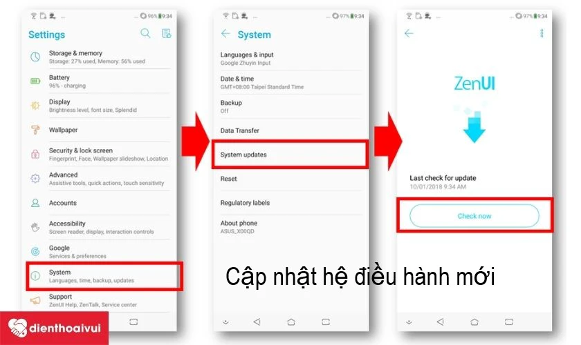 Cập nhật hệ điều h&agrave;nh mới nhất.