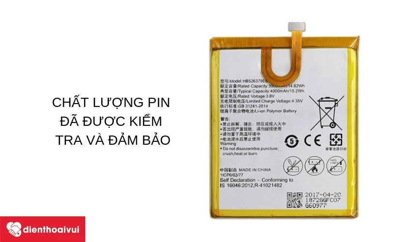Thay pin Y6 Pro với cell pin đ&atilde; được kiểm định chất lượng