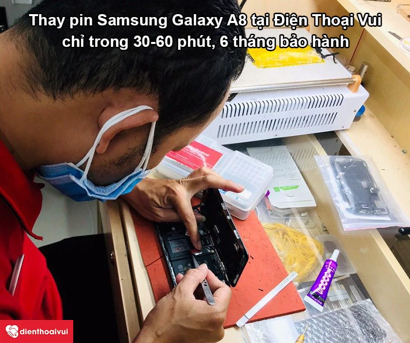 Thay pin Samsung Galaxy A8 gi&aacute; rẻ, chuy&ecirc;n nghiệp tại Điện Thoại Vui