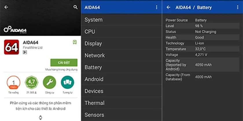 Mẹo kiểm tra t&igrave;nh trạng pin tr&ecirc;n điện thoại Sony Xperia Xa1 bằng ứng dụng