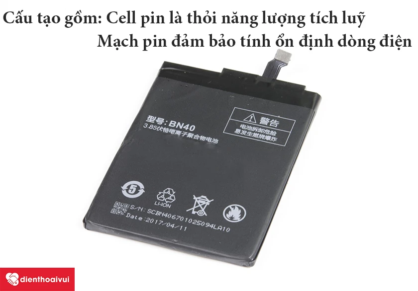 Cấu tạo của pin Xiaomi Mi 4 Prime