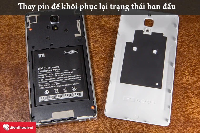 Thay pin để máy khôi phục lại trạng thái ban đầu