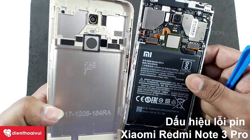 Dấu hiệu lỗi pin tr&ecirc;n Xiaomi Redmi Note 3 Pro.