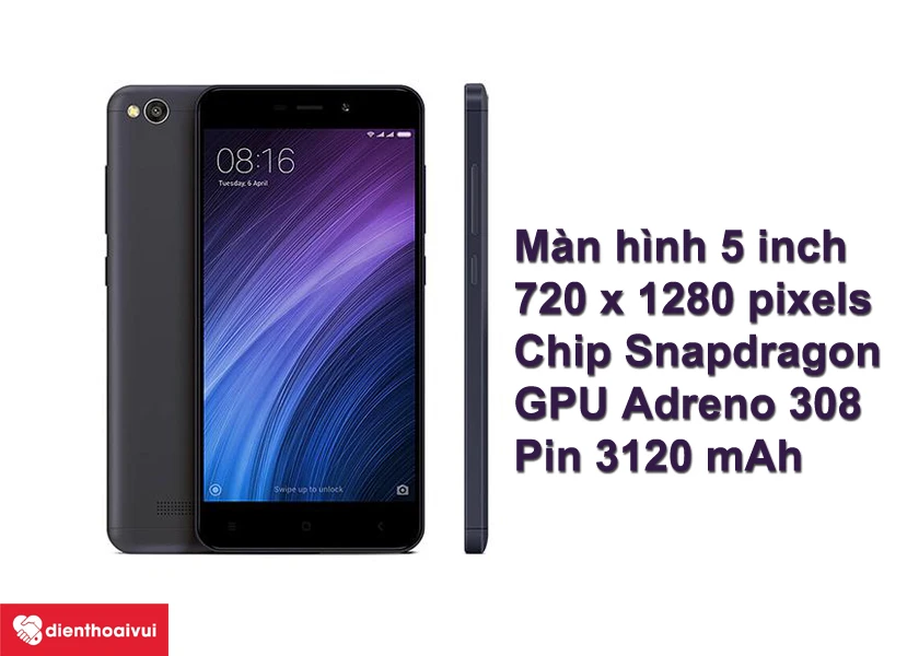 Smartphone Xiaomi Redmi 4A - pin 3120 mAh cho 1 ng&agrave;y sử dụng