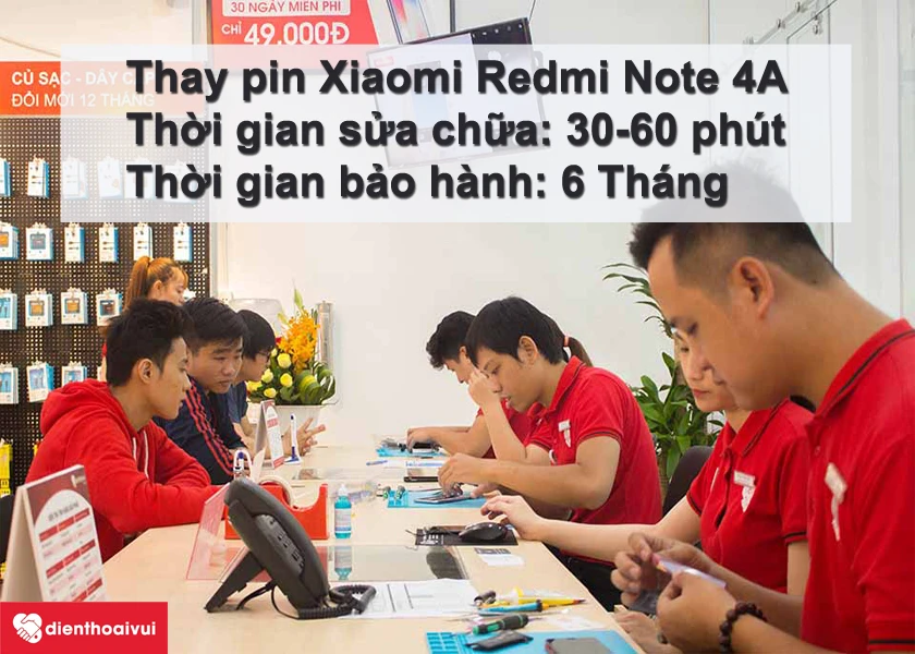 Thay pin Xiaomi Redmi Note 4A tại Điện Thoại Vui lấy ngay, gi&aacute; ưu đ&atilde;i