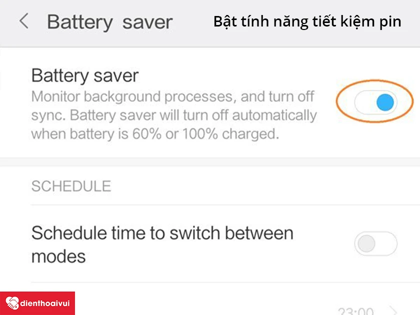 Thiết lập chế độ tiết kiệm pin