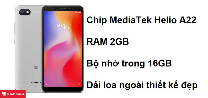 Xiaomi Redmi 6A với dải loa ngo&agrave;i đặt ở sau lưng m&aacute;y