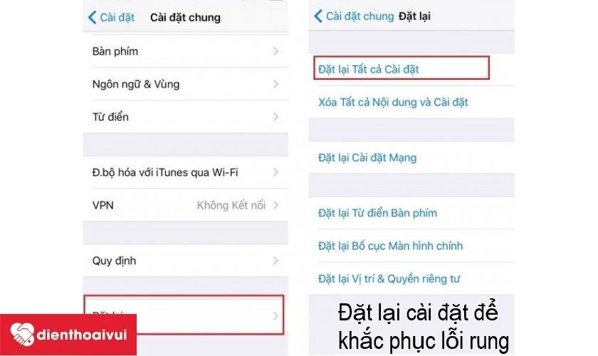 Đặt lại thiết lập cho to&agrave;n bộ c&agrave;i đặt của m&aacute;y