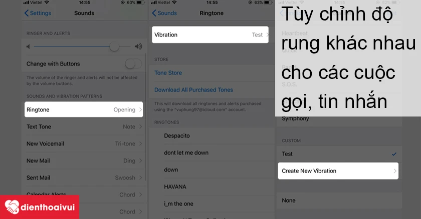 tùy chỉnh độ rung khi có cuộc gọi, tin nhắn trên iPhone XS