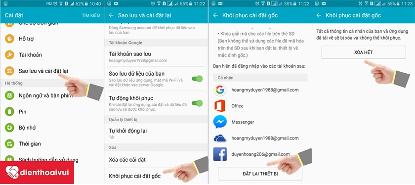 Kh&ocirc;i phục c&agrave;i đặt gốc