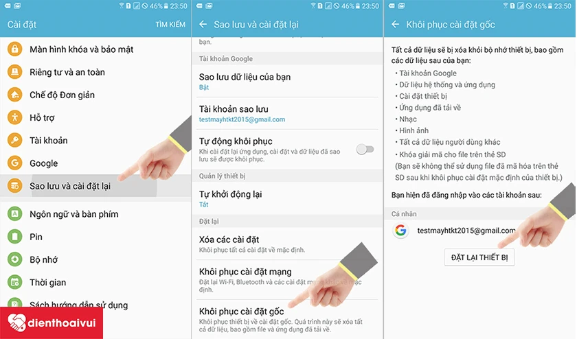 Kh&ocirc;i phục c&agrave;i đặt gốc